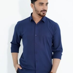 Navy Spandex Fabrics Shirt